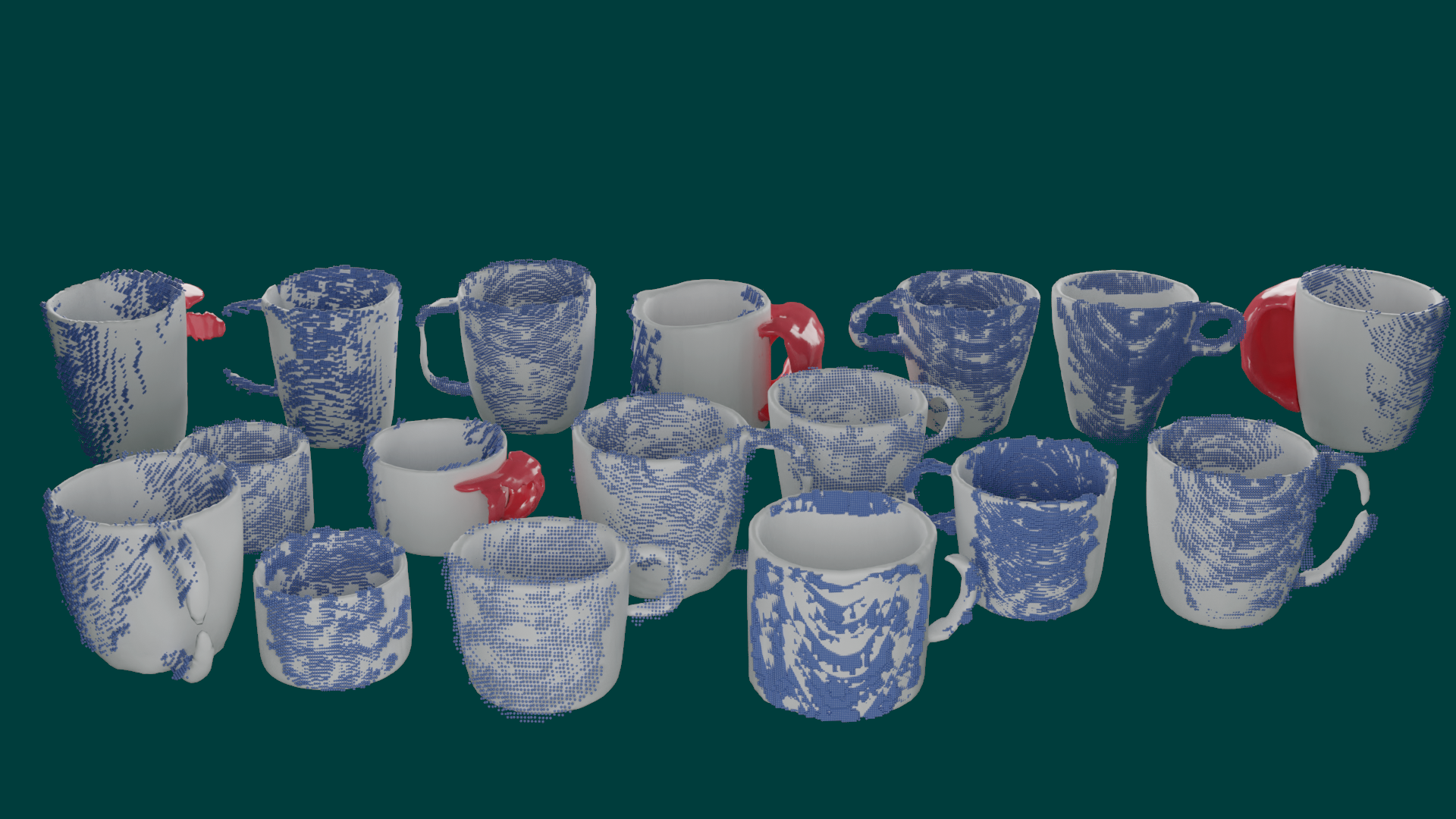 Trinary method sim2real results showing shape completion with uncertain region prediction